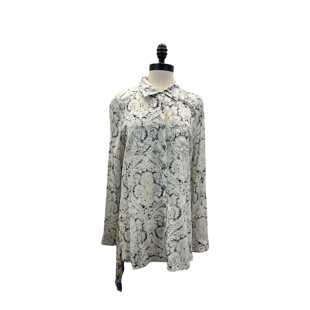 Aratta Silent Journey Button Down Shirt Multi Color Floral Print Women's Size M